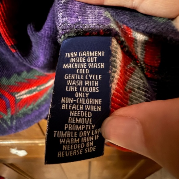 Vintage Chaps Denim Ralph Lauren Polo western southwestern print top Large EUC - Picture 4 of 4